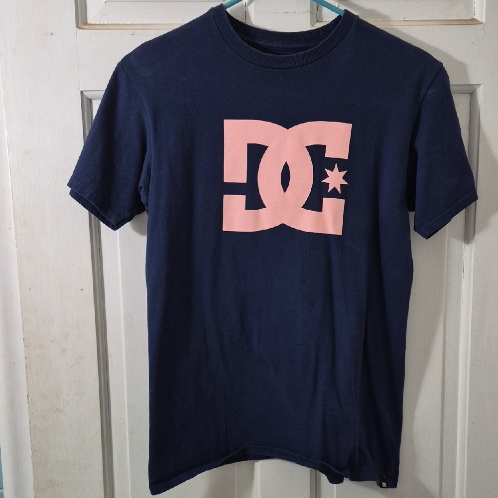 DC  Navy Tee with Pink Logo